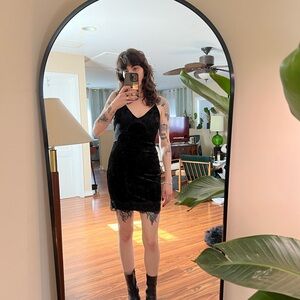 Topshop black velvet dress